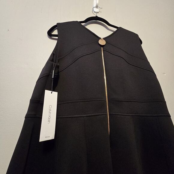 Calvin Klein NWT Fit & Flare Scuba Dress Womens 16W Black $139 Career Business - Picture 15 of 16